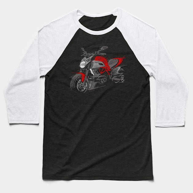 Diavel Baseball T-Shirt by TwoLinerDesign